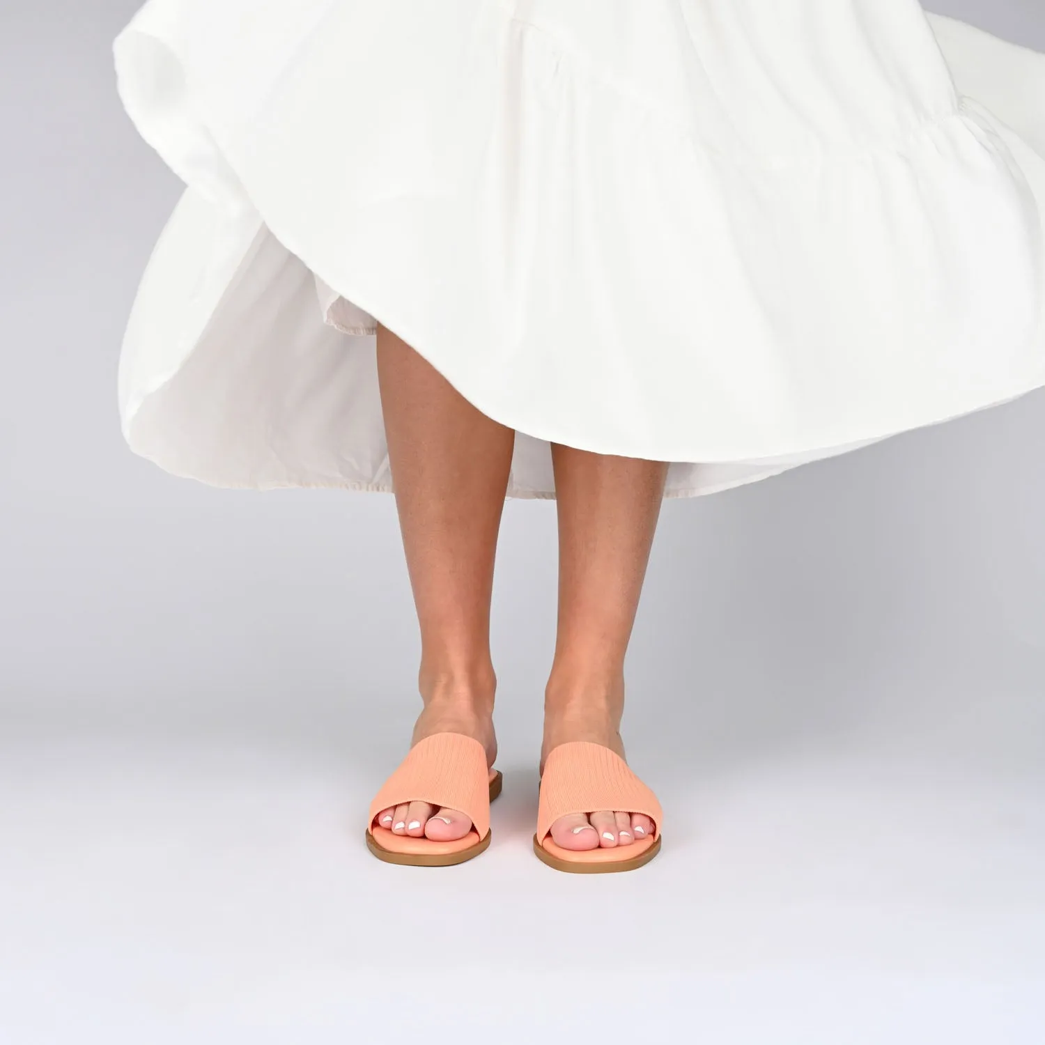 PRISILLA SLIDE SANDALS IN KNIT FABRIC IN WIDE camping day