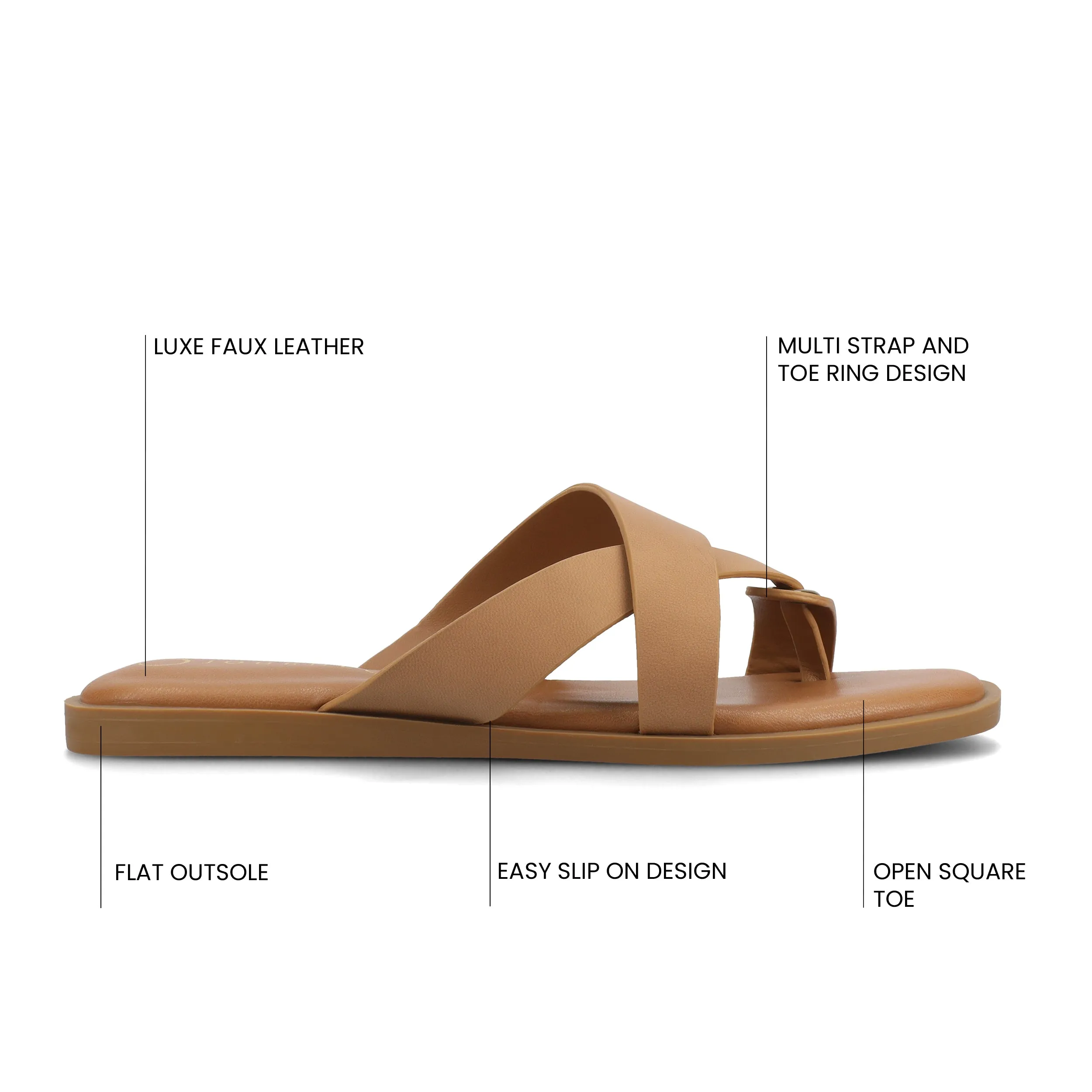 PRIZZIE SLIP ON FLAT SANDALS comfort tone