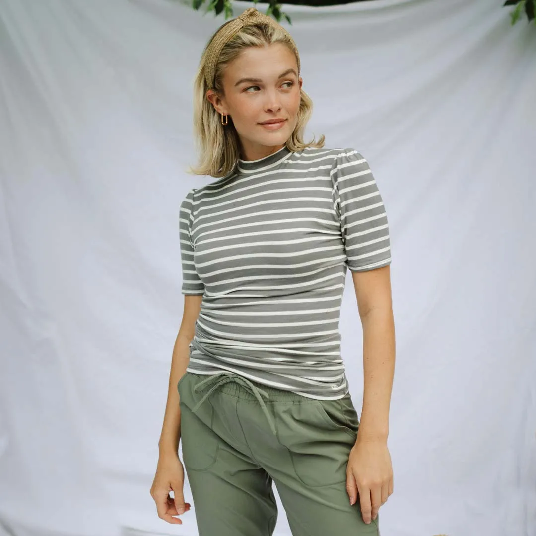 Puff Sleeve Tee, Charcoal pastel zone