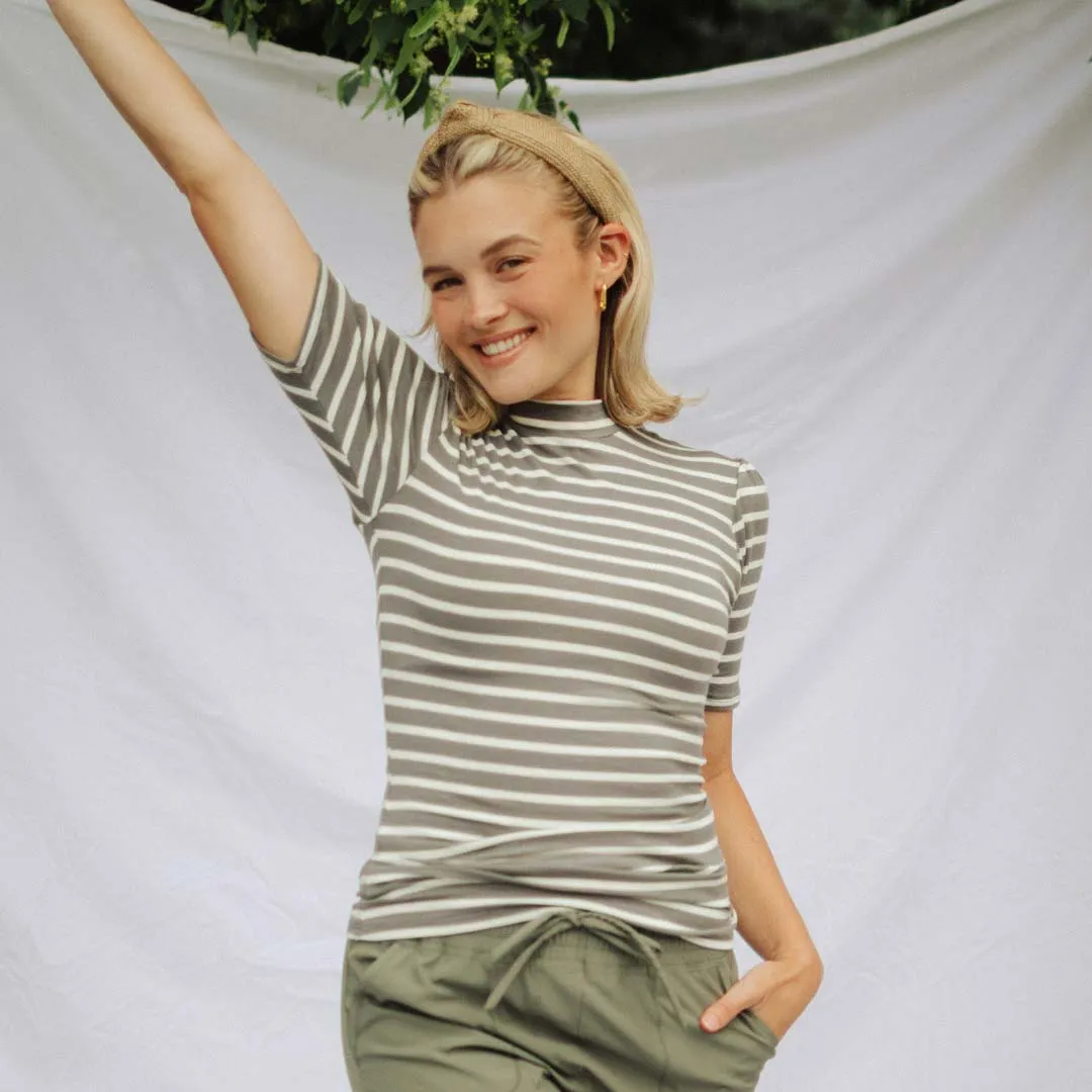 Puff Sleeve Tee, Charcoal pastel zone