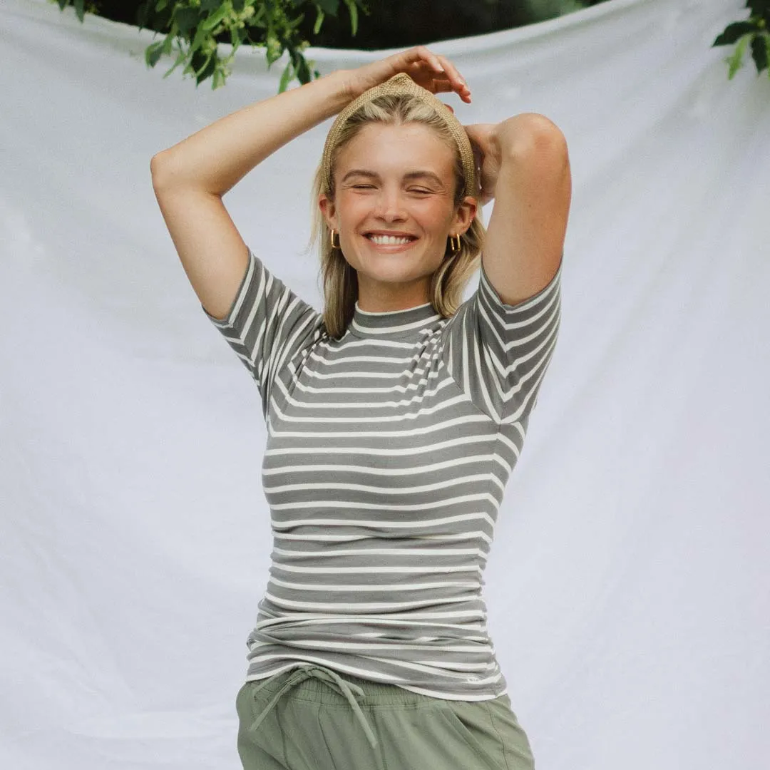 Puff Sleeve Tee, Charcoal pastel zone