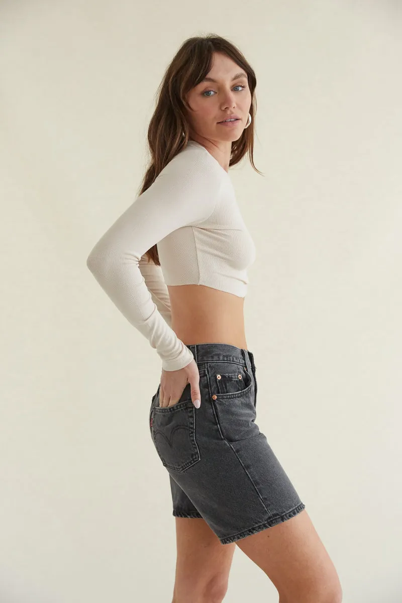 Rachel Ribbed Long Sleeve Crop Top casual glam