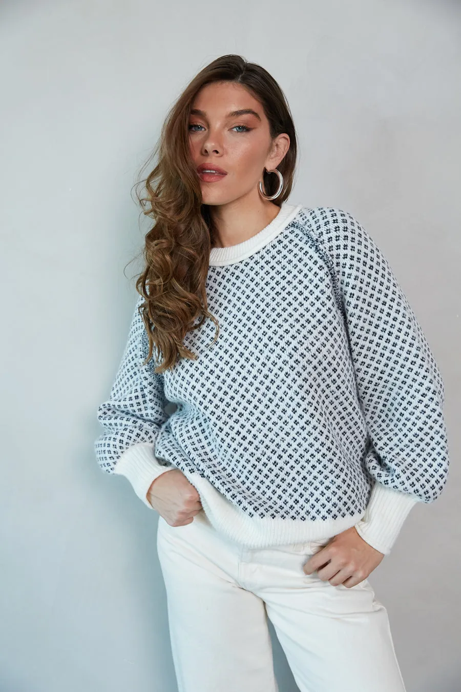 Ramona Ditsy Argyle Sweater light blend