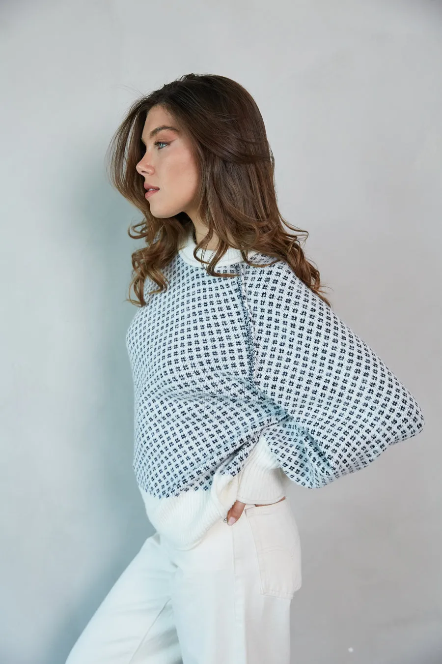 Ramona Ditsy Argyle Sweater light blend