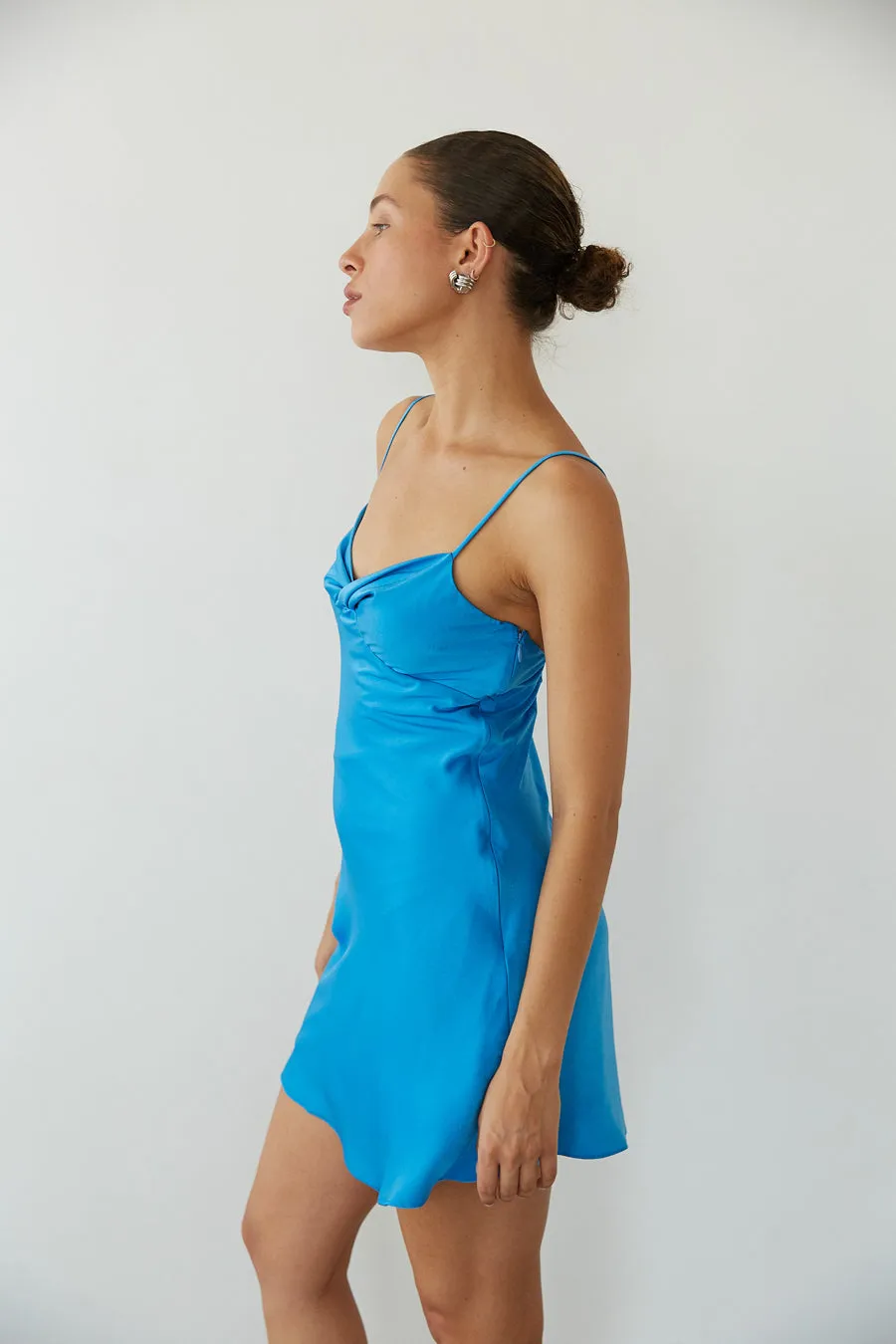 Raya Twist Front Satin Mini Dress night glow