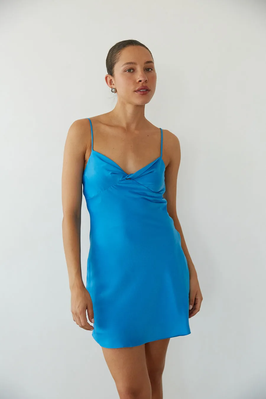Raya Twist Front Satin Mini Dress night glow