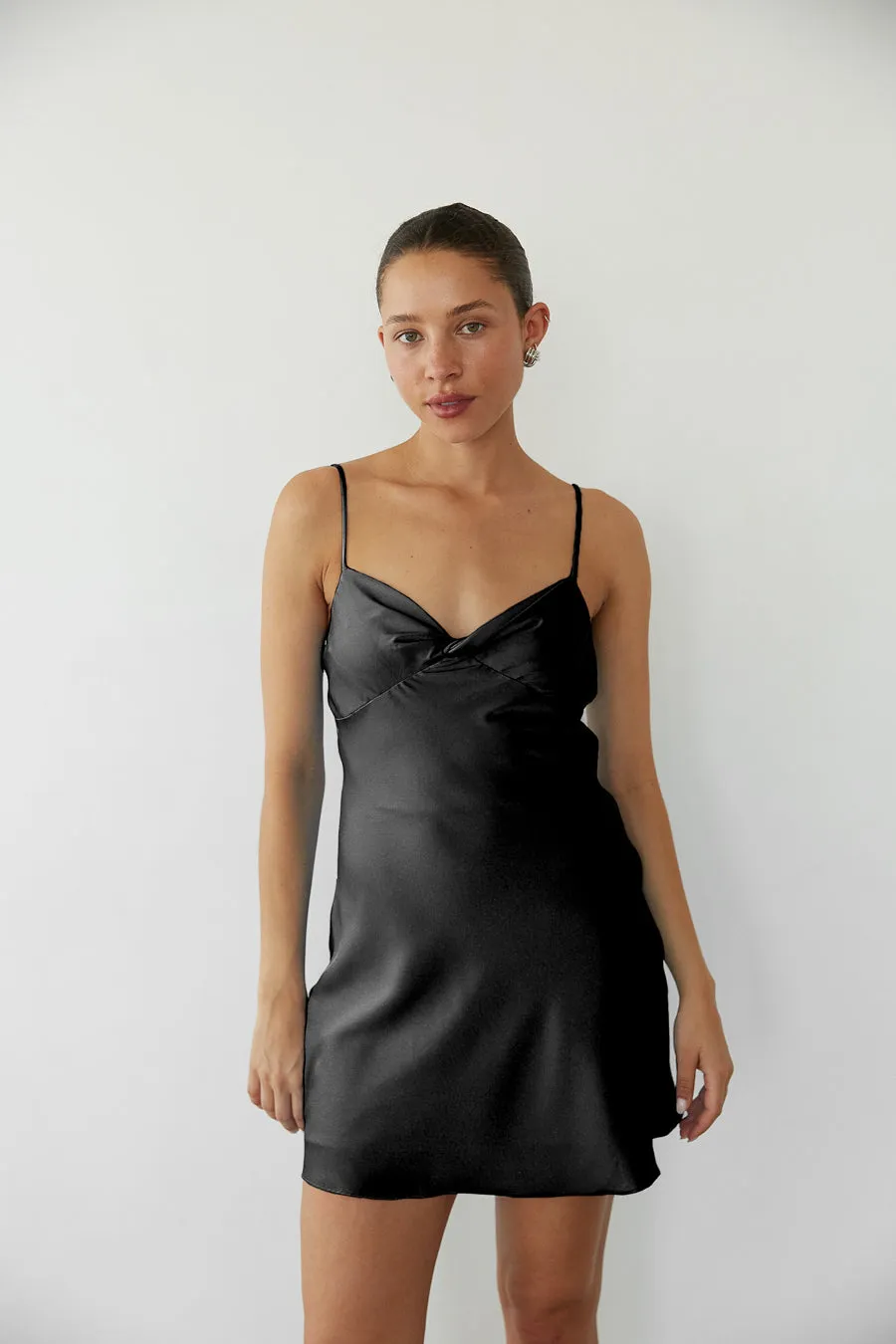 Raya Twist Front Satin Mini Dress night glow