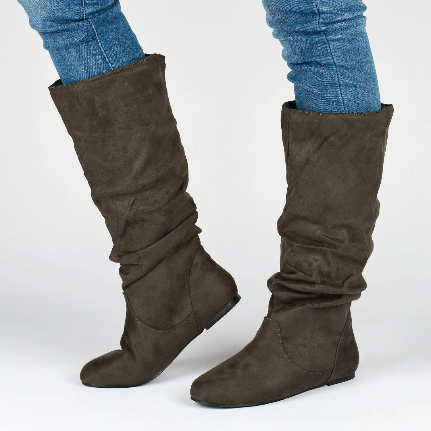 REBECCA KNEE HIGH BOOTS IN FAUX SUEDE narrow fit