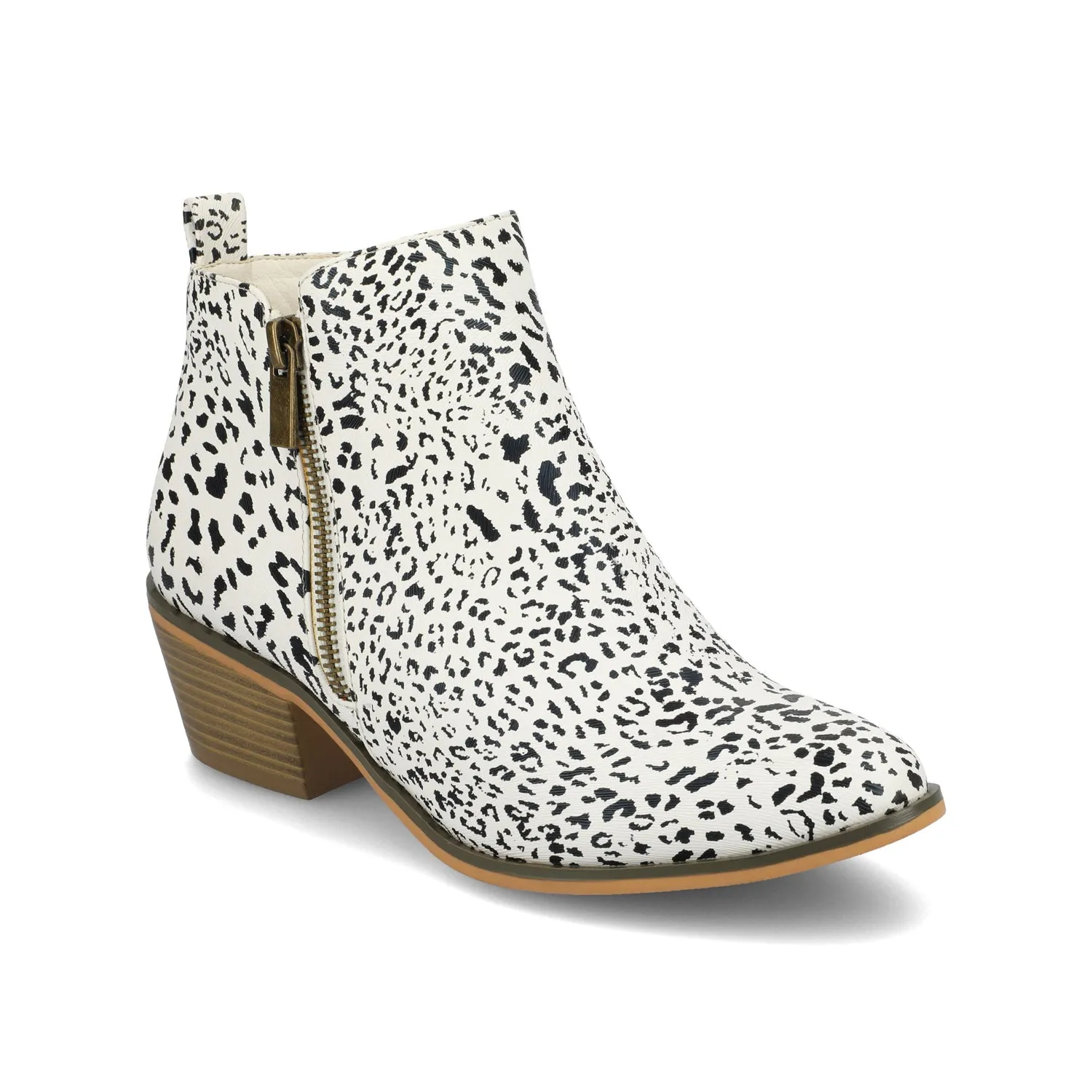 REBEL ZIP-UP BOOTIES IN FAUX LEATHER bold point