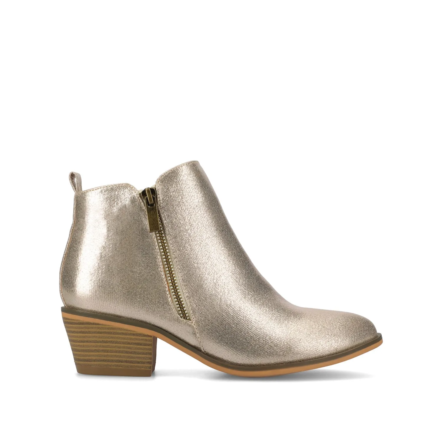REBEL ZIP-UP BOOTIES IN FAUX LEATHER bold point