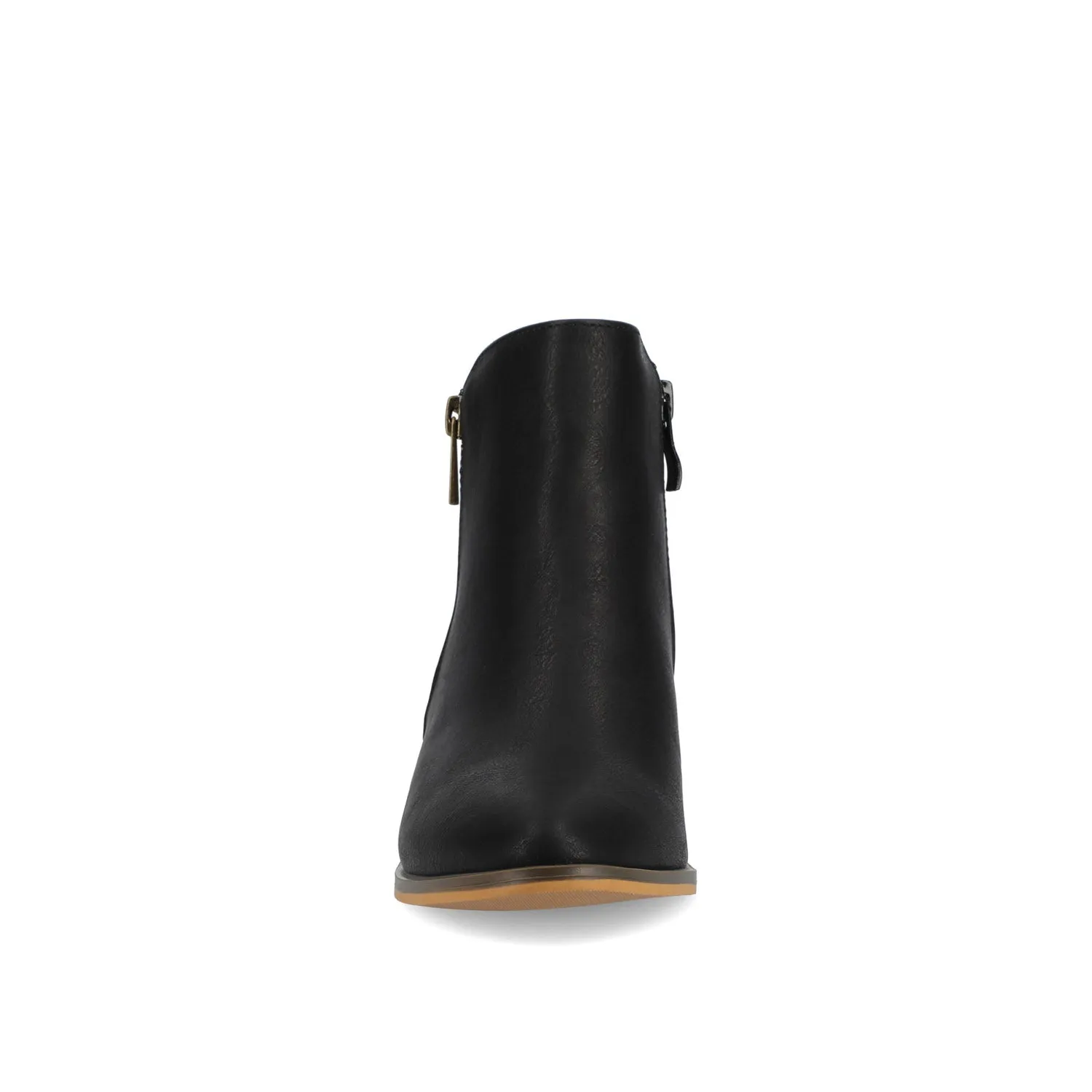 REBEL ZIP-UP BOOTIES IN FAUX LEATHER bold point