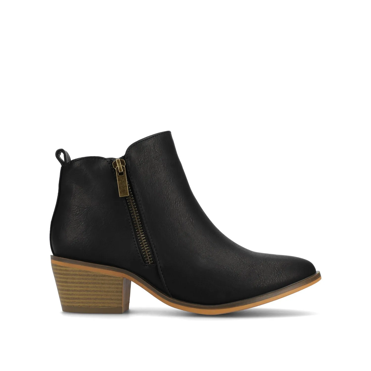 REBEL ZIP-UP BOOTIES IN FAUX LEATHER bold point