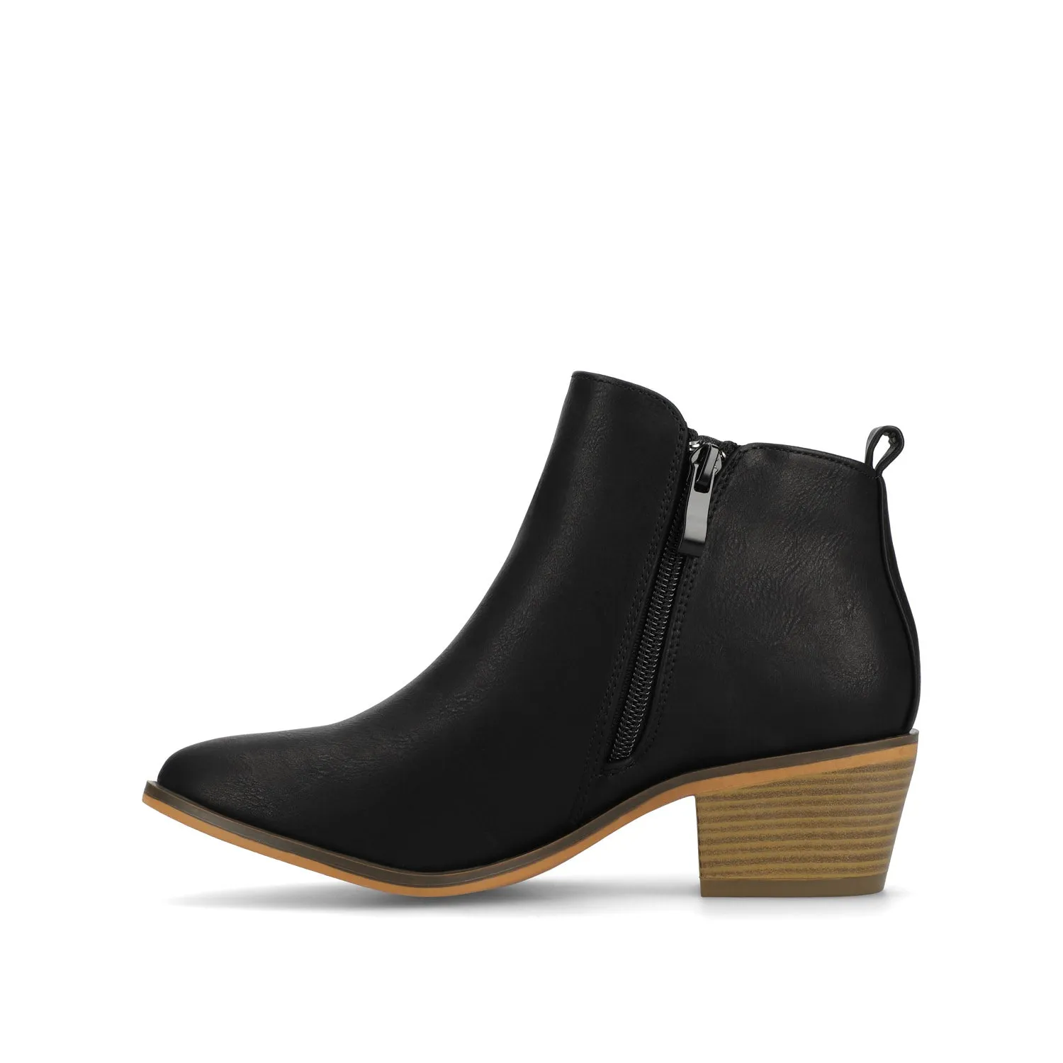 REBEL ZIP-UP BOOTIES IN FAUX LEATHER bold point