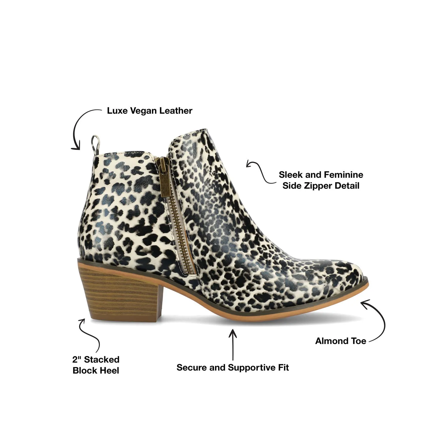 REBEL ZIP-UP BOOTIES IN FAUX LEATHER bold point