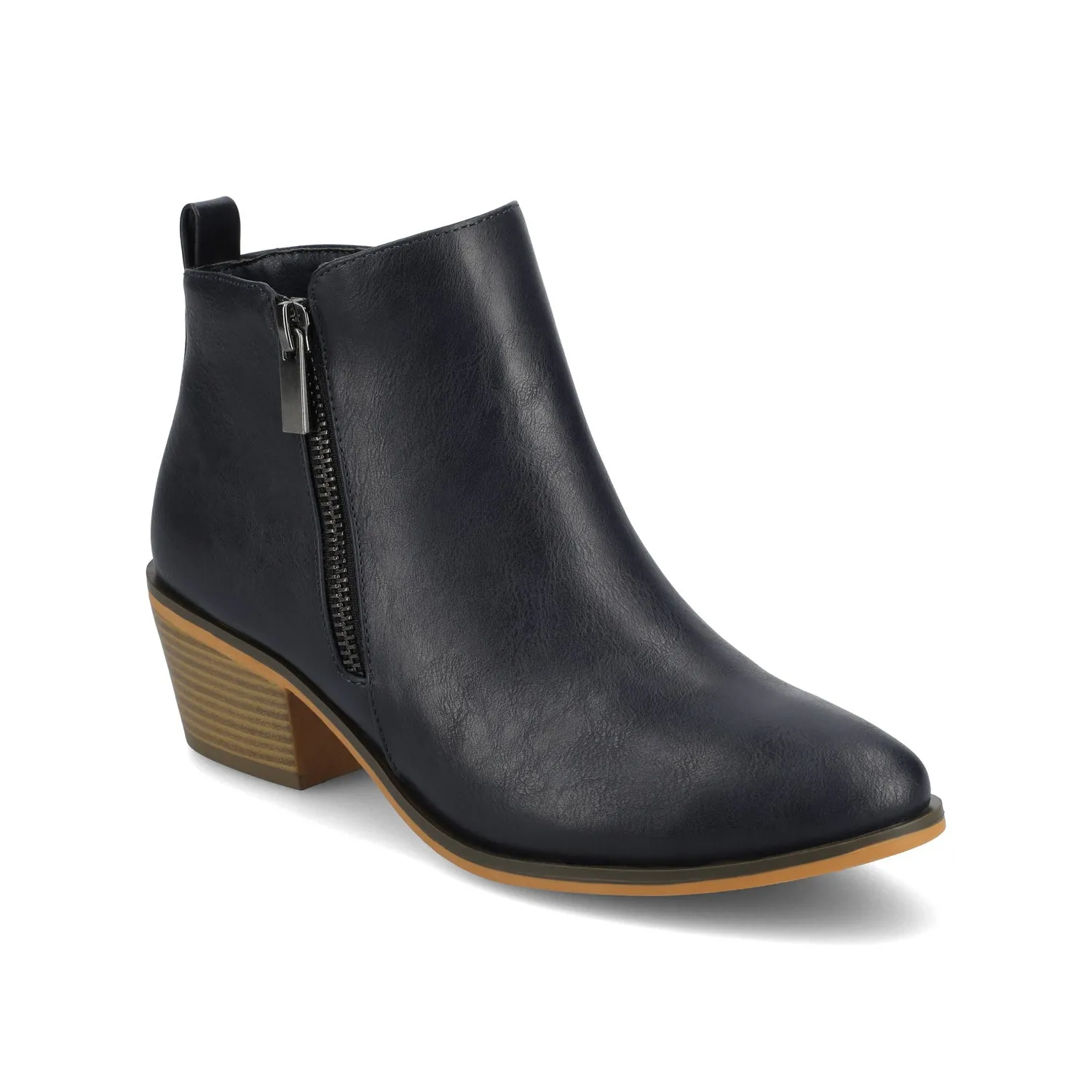REBEL ZIP-UP BOOTIES IN FAUX LEATHER bold point