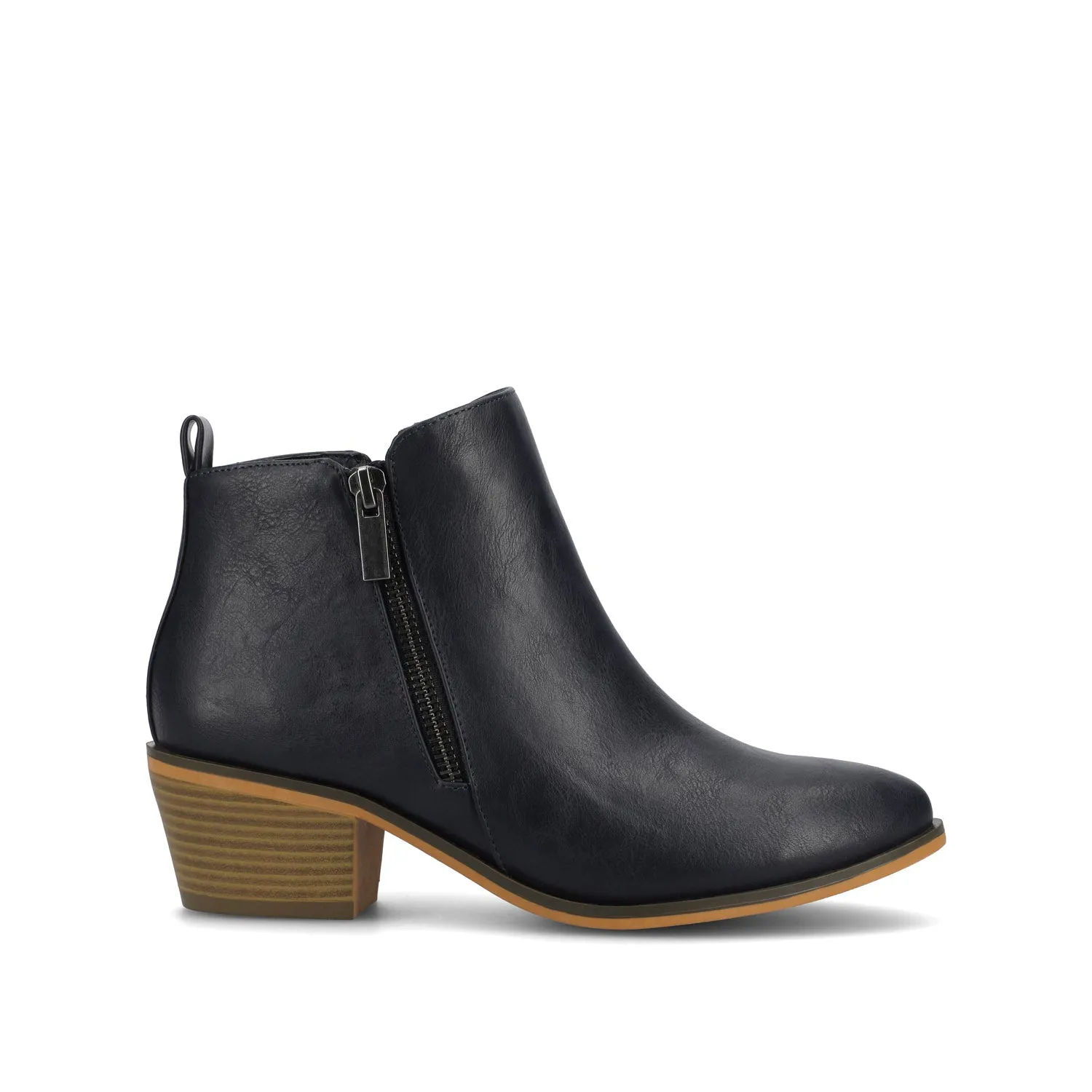 REBEL ZIP-UP BOOTIES IN FAUX LEATHER bold point