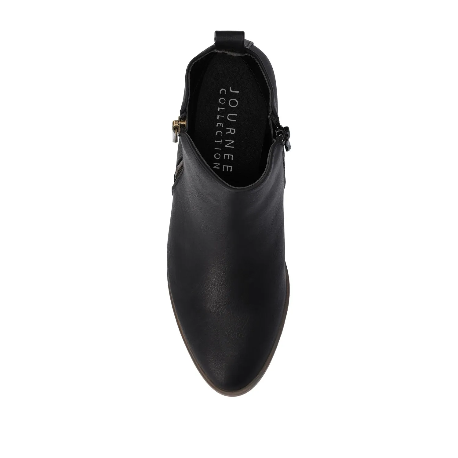 REBEL ZIP-UP BOOTIES IN FAUX LEATHER bold point