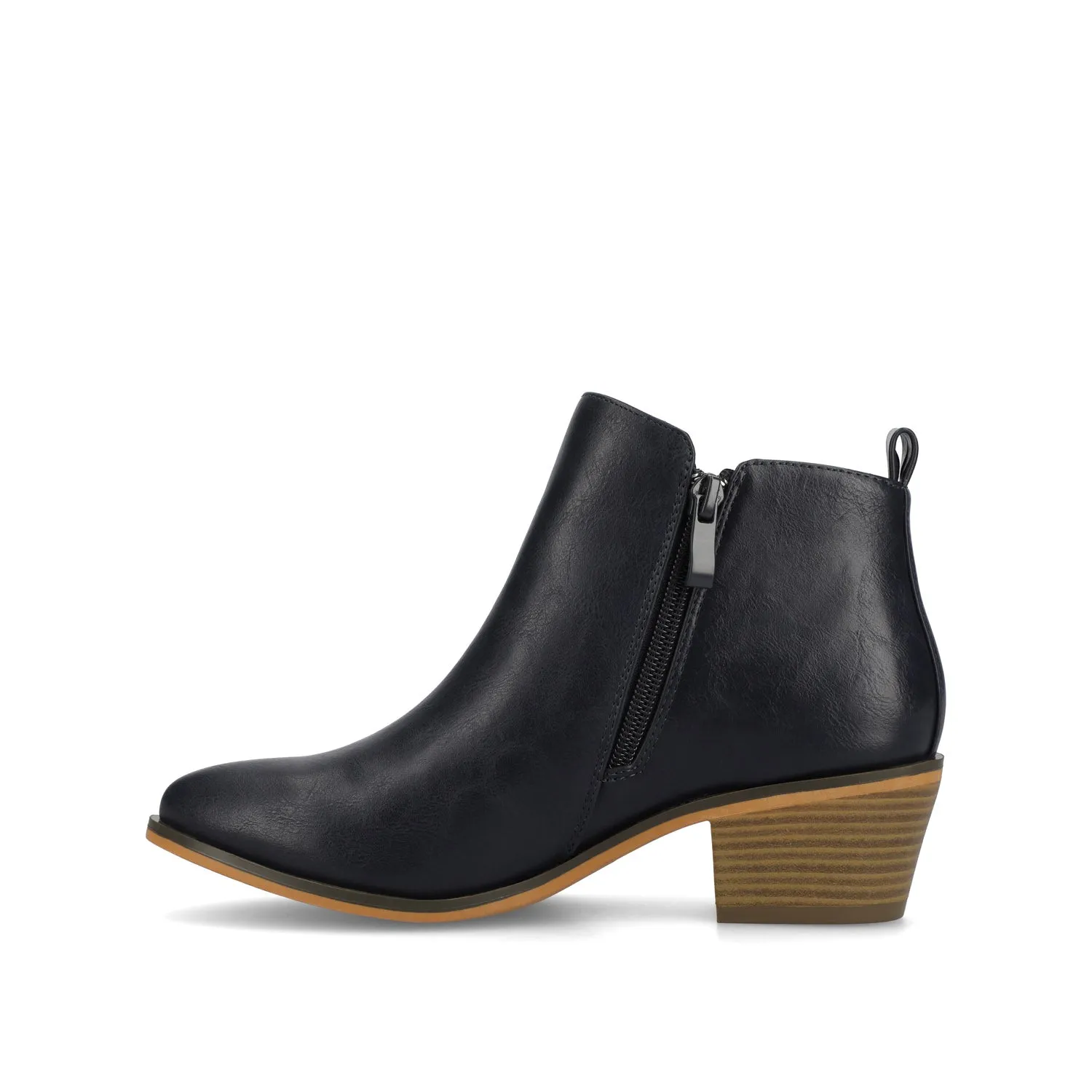 REBEL ZIP-UP BOOTIES IN FAUX LEATHER bold point
