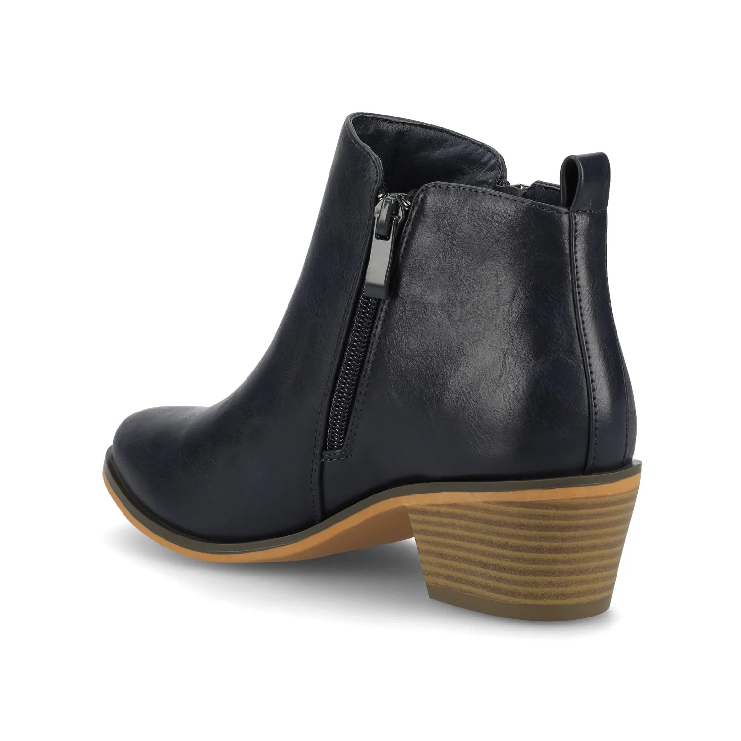 REBEL ZIP-UP BOOTIES IN FAUX LEATHER bold point