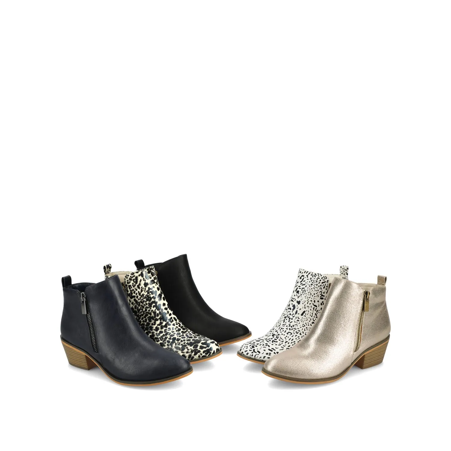 REBEL ZIP-UP BOOTIES IN FAUX LEATHER bold point