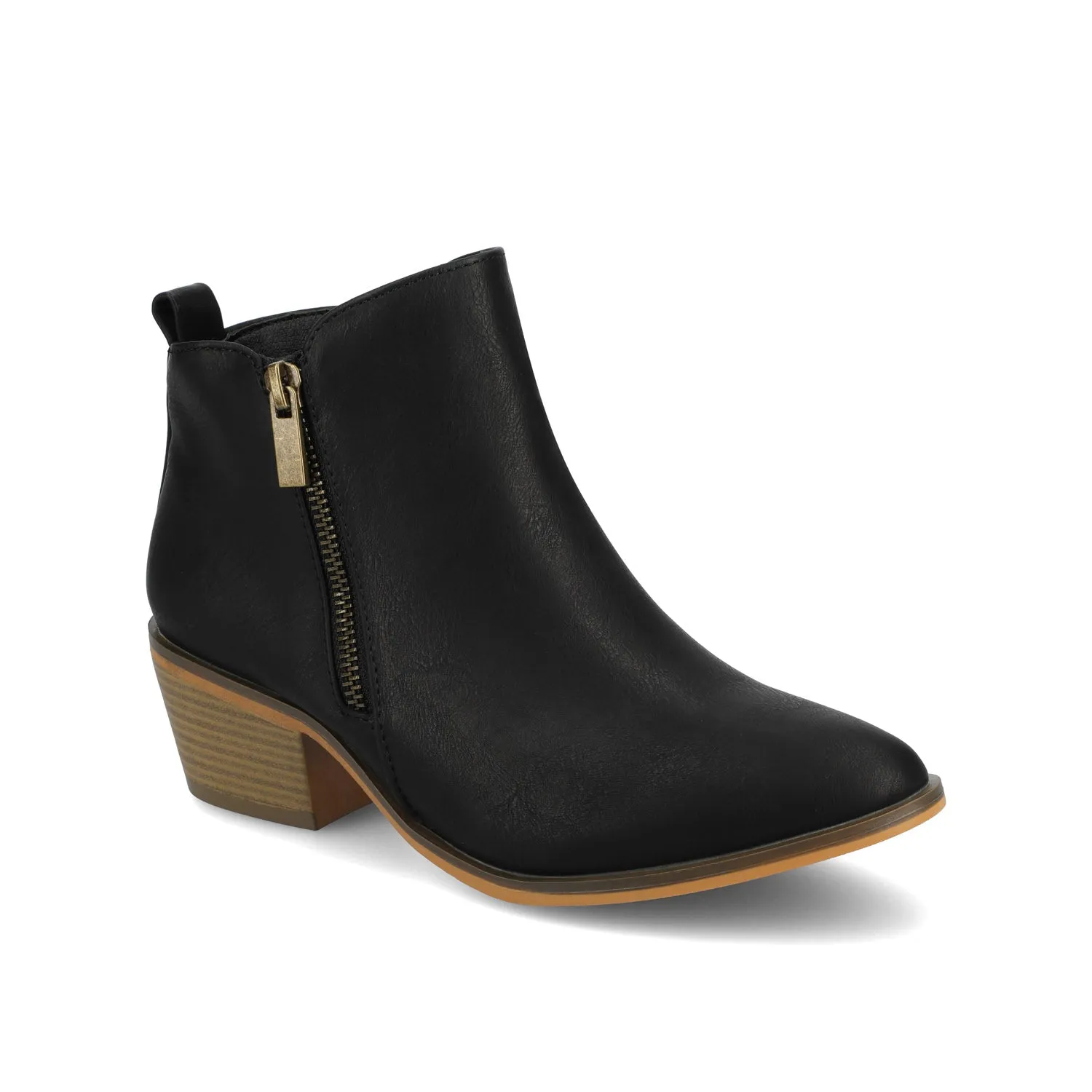 REBEL ZIP-UP BOOTIES IN FAUX LEATHER bold point