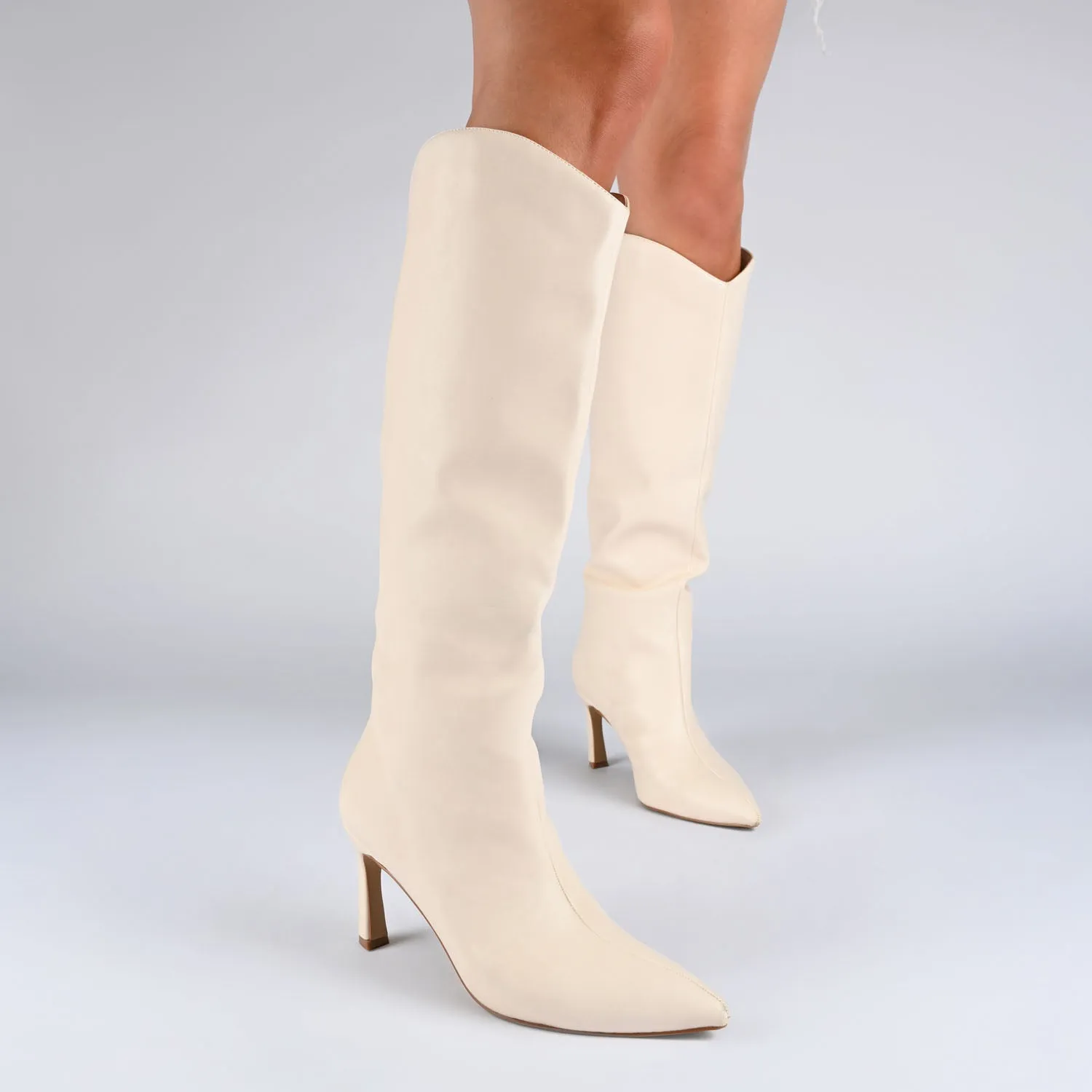 REHELA KNEE HIGH BOOTS IN FAUX LEATHER narrow fit