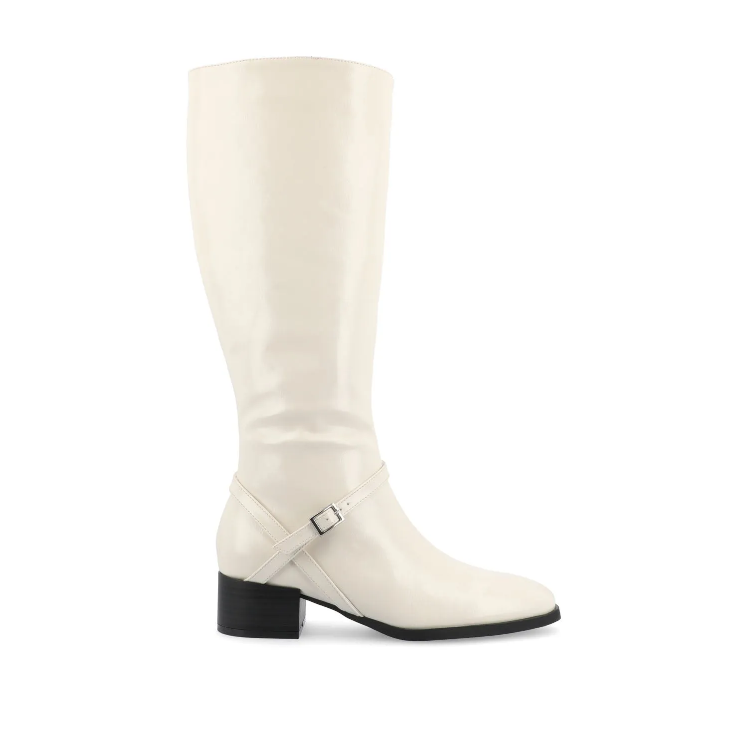 RHIANAH KNEE HIGH BOOTS IN FAUX LEATHER late coffee