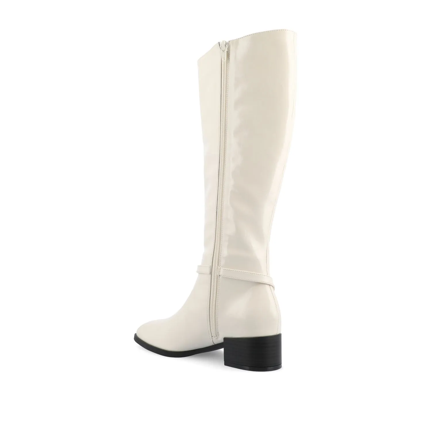 RHIANAH KNEE HIGH BOOTS IN FAUX LEATHER late coffee