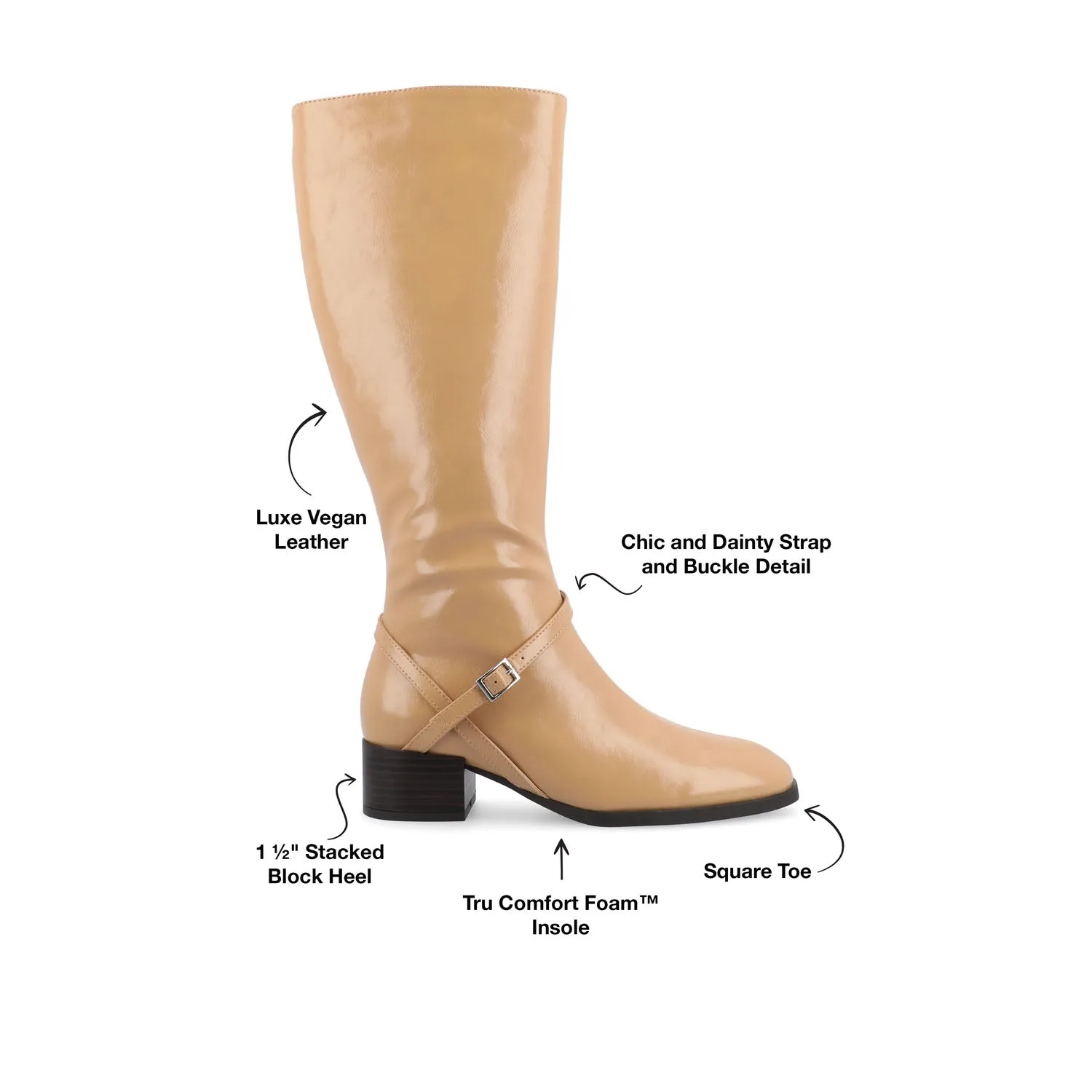 RHIANAH KNEE HIGH BOOTS IN FAUX LEATHER late coffee