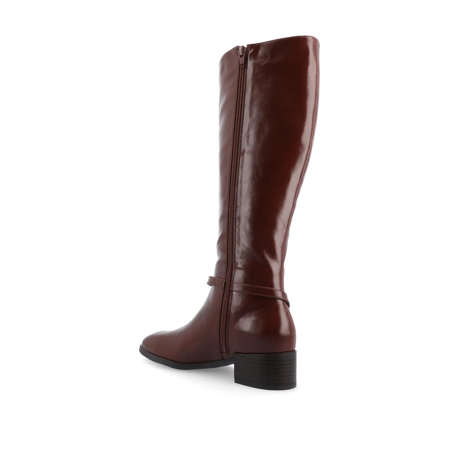 RHIANAH KNEE HIGH BOOTS IN FAUX LEATHER late coffee