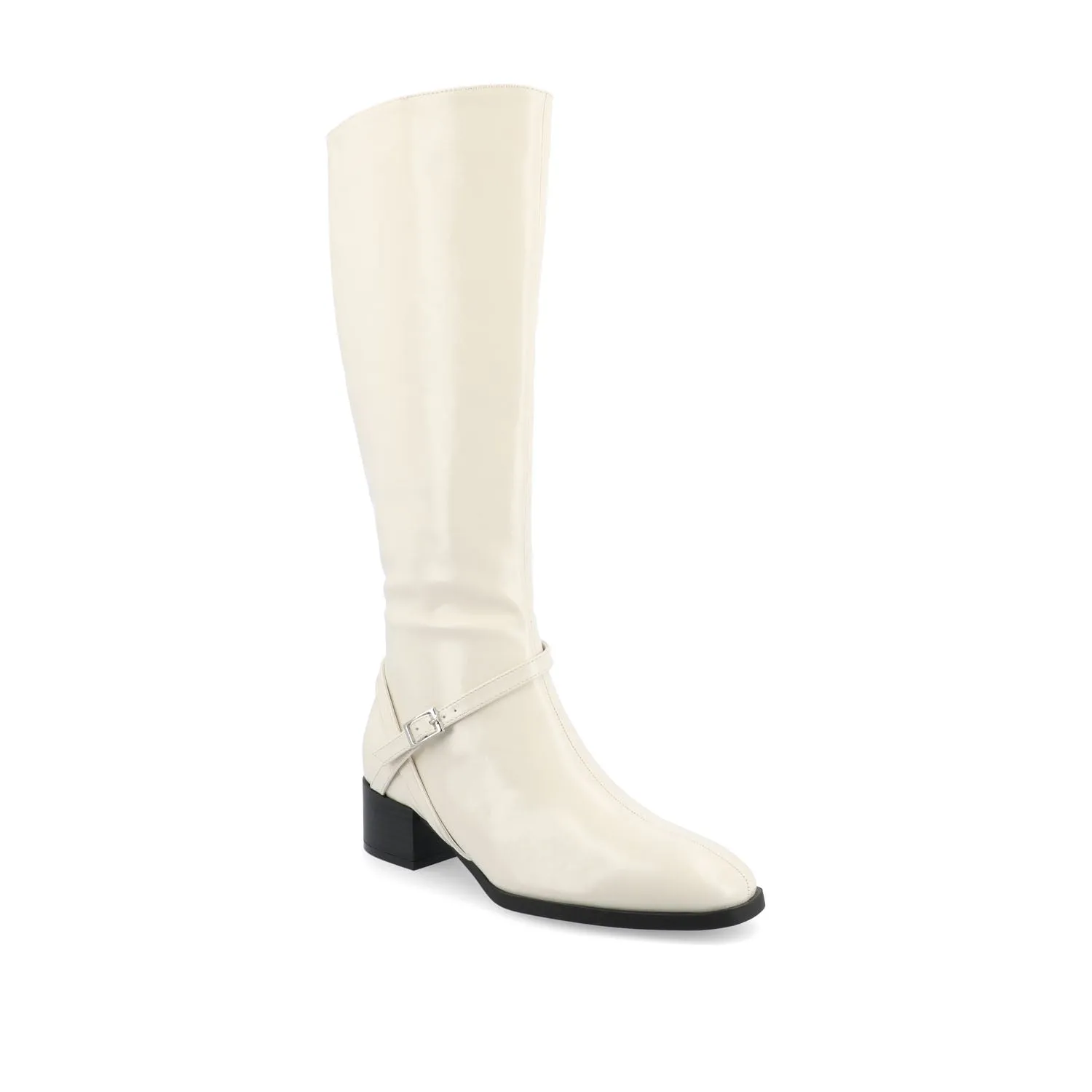 RHIANAH KNEE HIGH BOOTS IN FAUX LEATHER late coffee