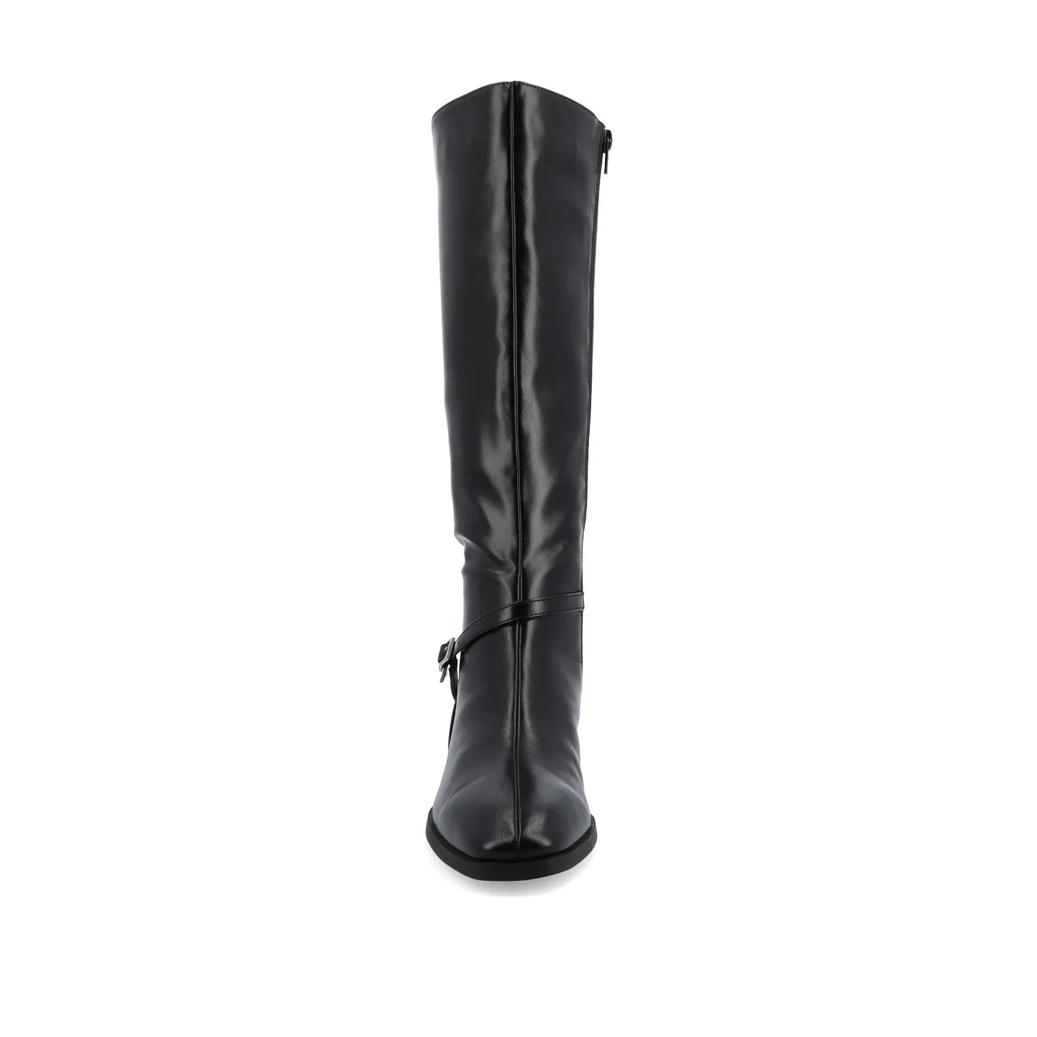 RHIANAH KNEE HIGH BOOTS IN FAUX LEATHER late coffee