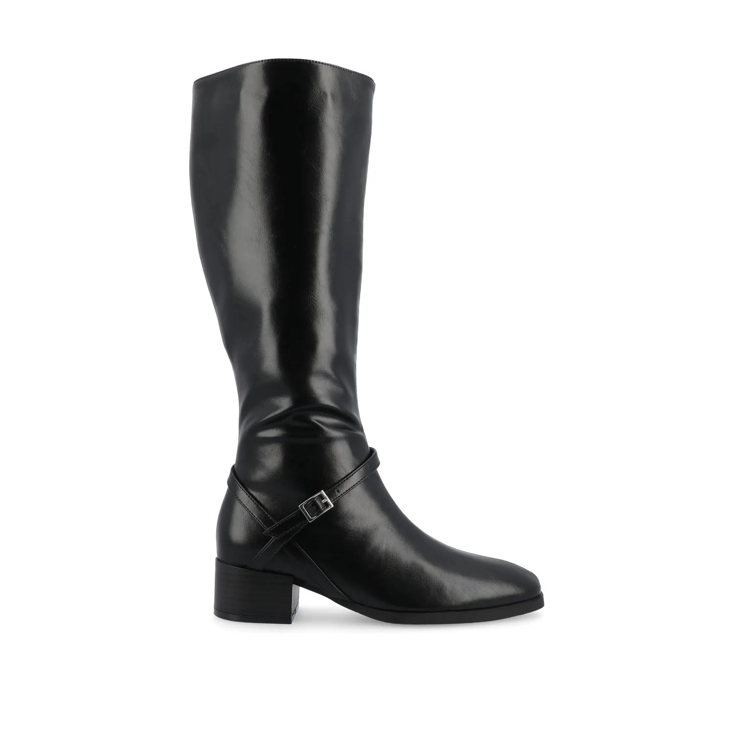 RHIANAH KNEE HIGH BOOTS IN FAUX LEATHER late coffee