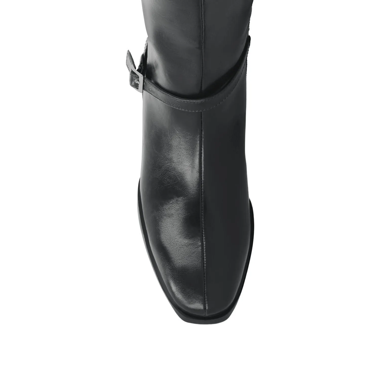 RHIANAH KNEE HIGH BOOTS IN FAUX LEATHER late coffee