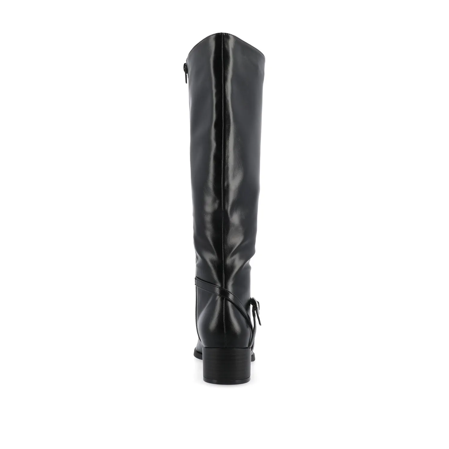 RHIANAH KNEE HIGH BOOTS IN FAUX LEATHER late coffee
