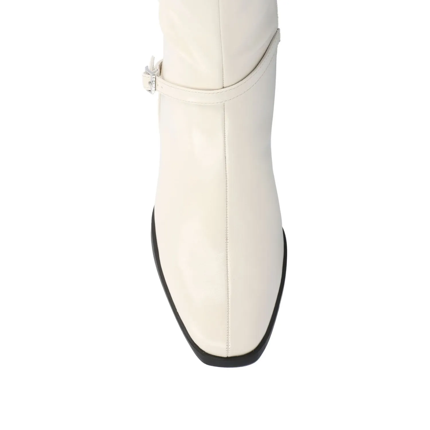 RHIANAH KNEE HIGH BOOTS IN FAUX LEATHER late coffee
