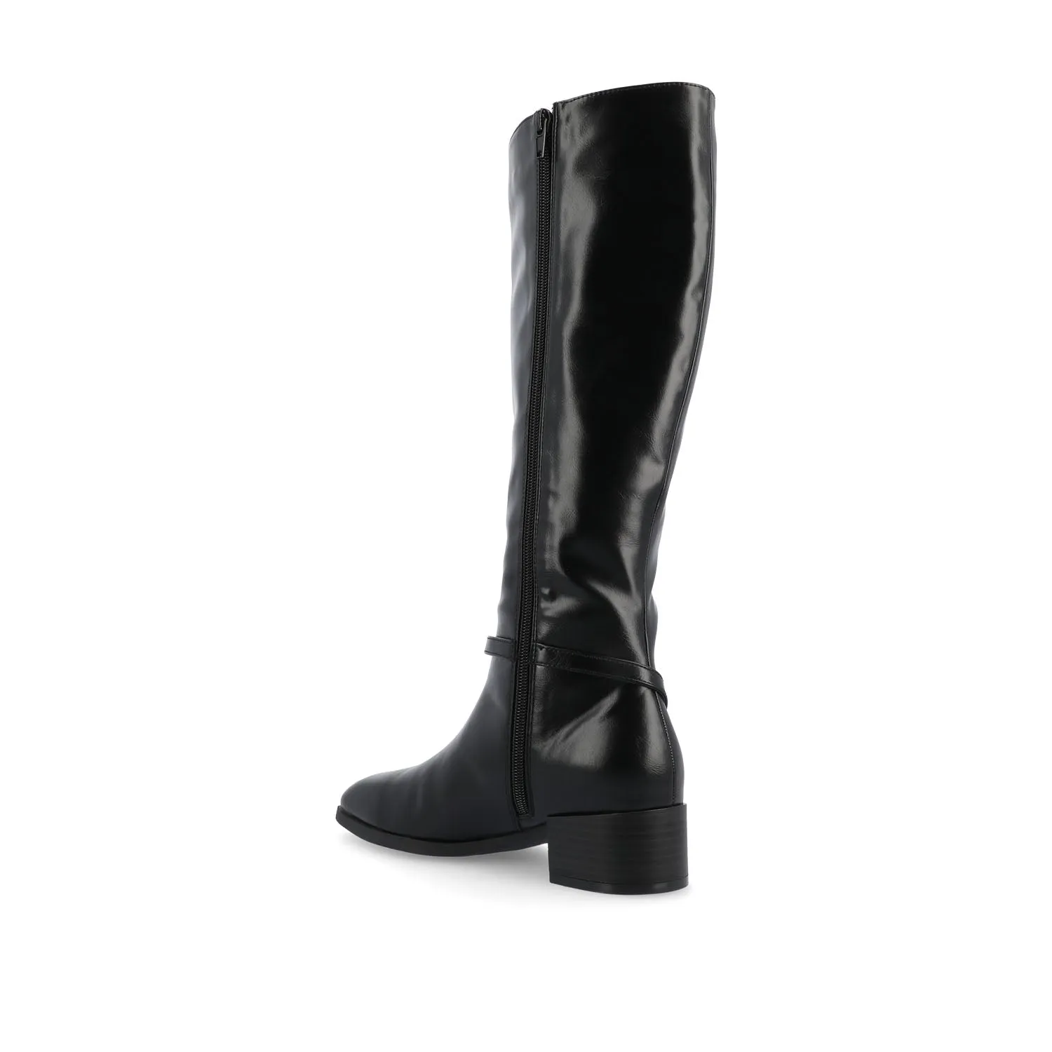 RHIANAH KNEE HIGH BOOTS IN FAUX LEATHER late coffee