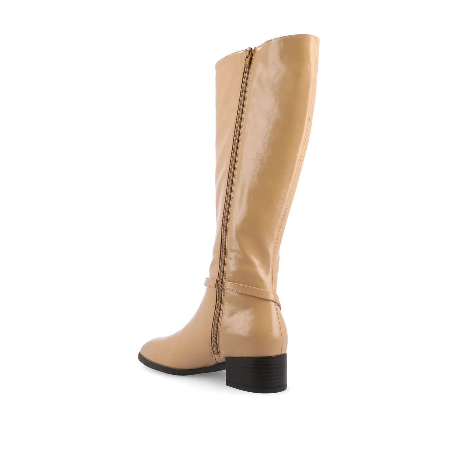 RHIANAH KNEE HIGH BOOTS IN FAUX LEATHER late coffee