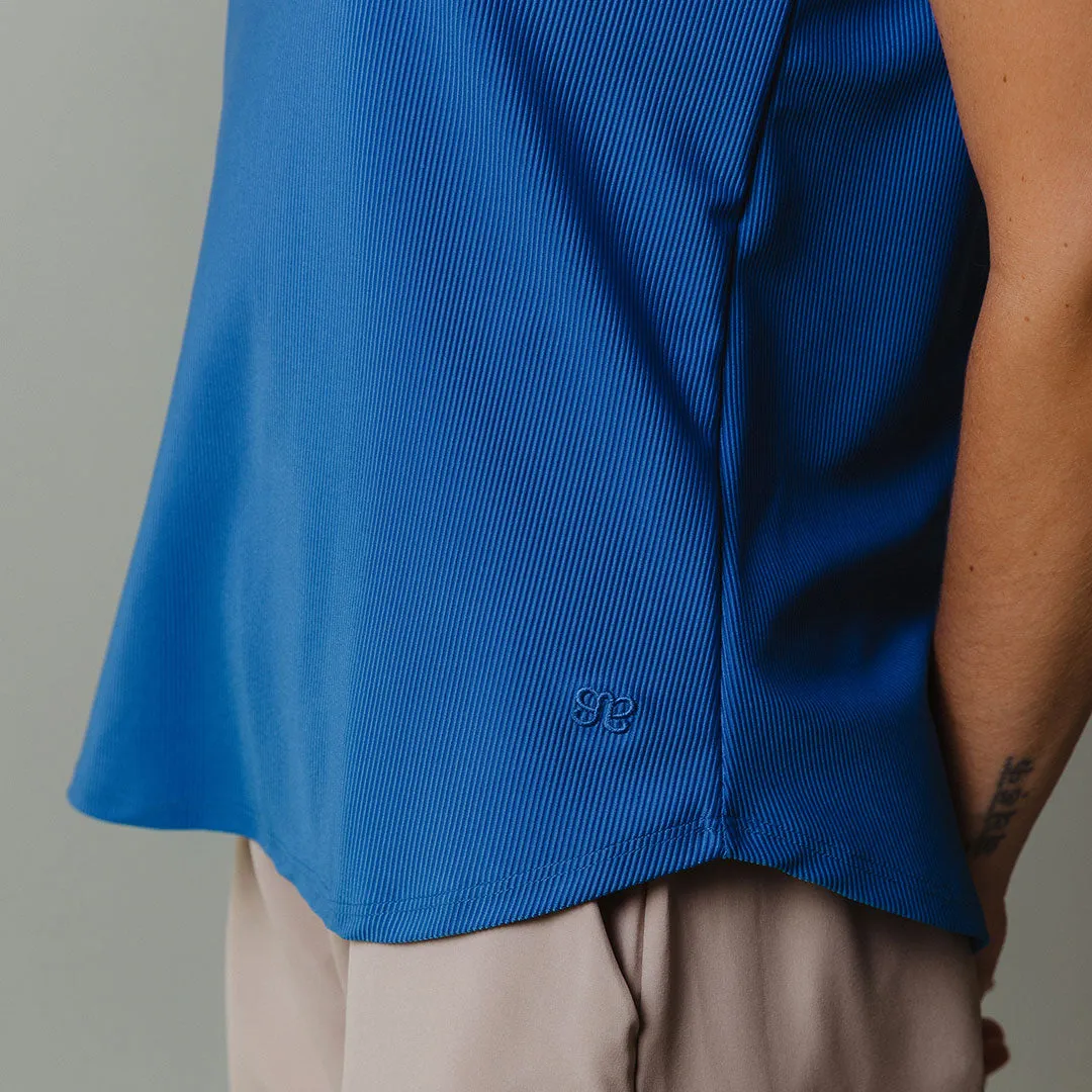 Ribbed Basic Crew Neck Tee, Cobalt graphic zone