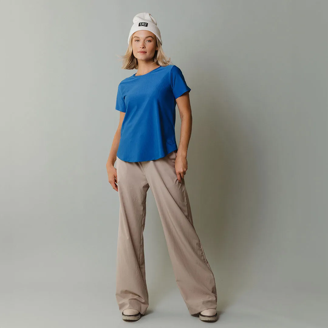Ribbed Basic Crew Neck Tee, Cobalt graphic zone