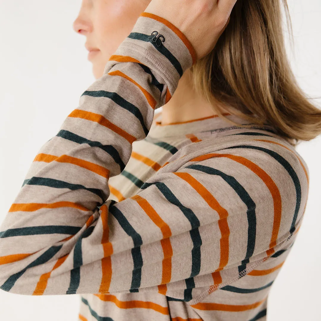 Riley Long Sleeve Stripe Tee, Navy/Rust morning chill