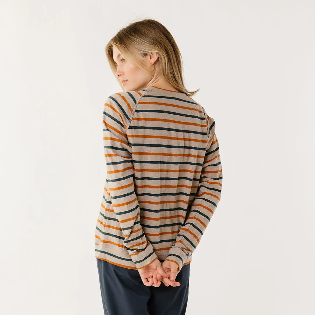 Riley Long Sleeve Stripe Tee, Navy/Rust morning chill