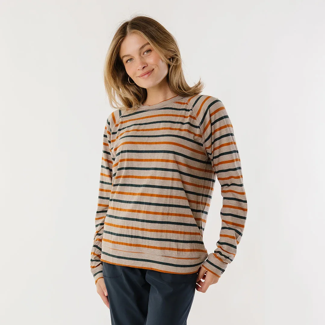 Riley Long Sleeve Stripe Tee, Navy/Rust morning chill