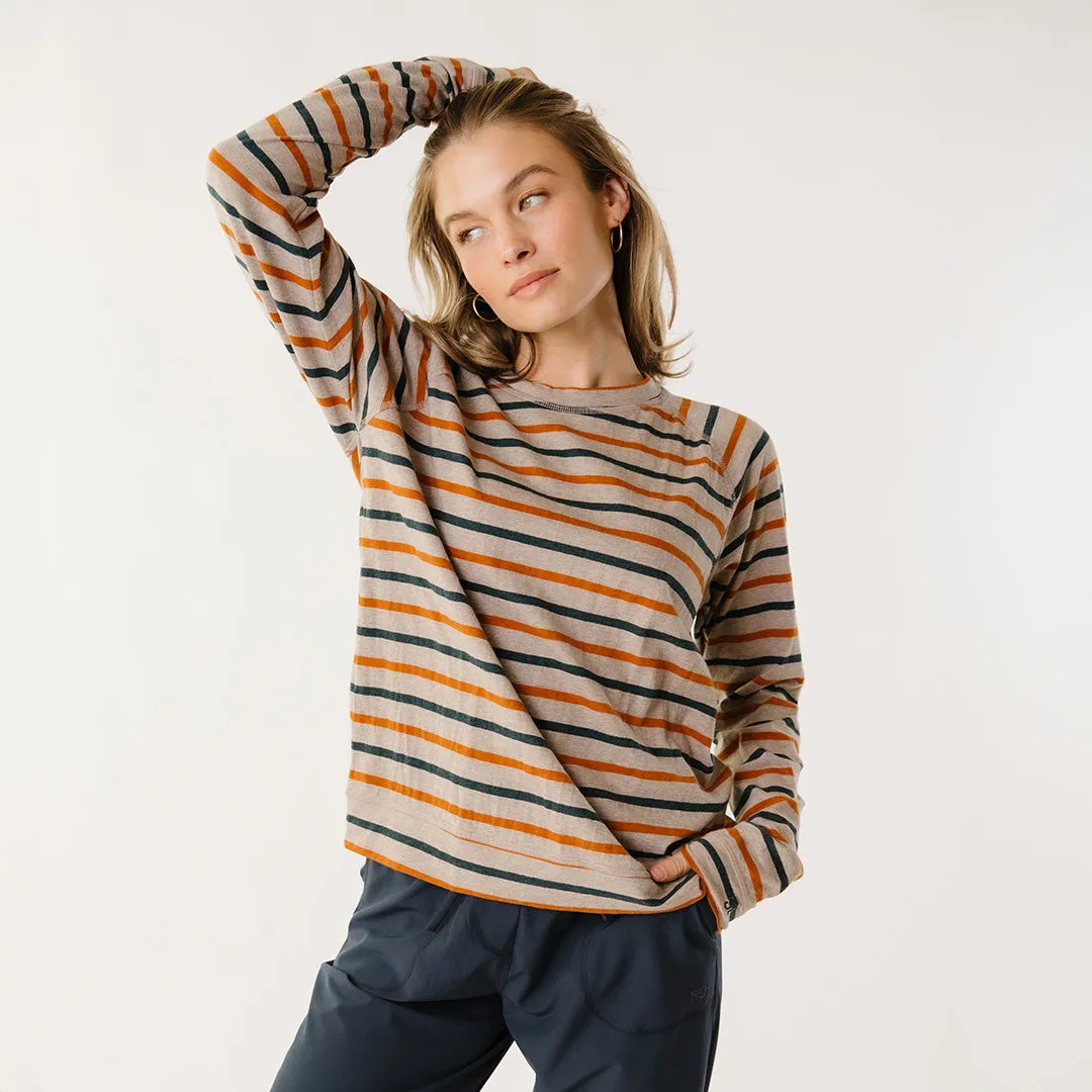 Riley Long Sleeve Stripe Tee, Navy/Rust morning chill