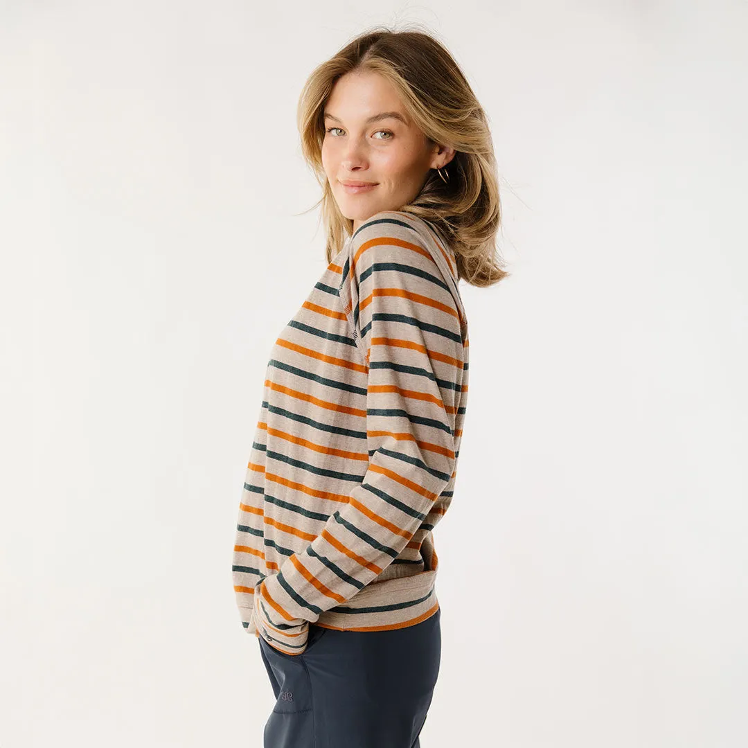 Riley Long Sleeve Stripe Tee, Navy/Rust morning chill
