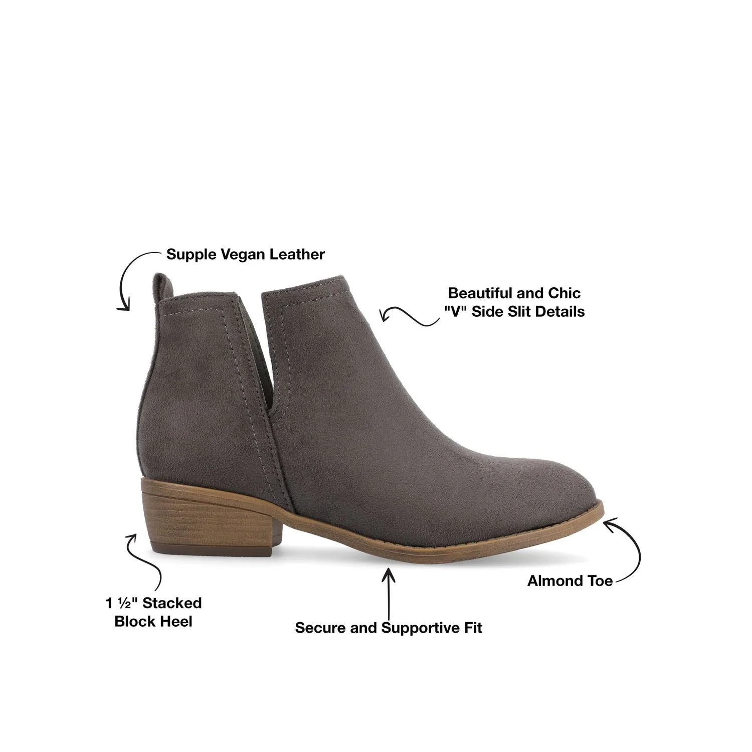 RIMI BLOCK HEELED BOOTIES IN FAUX SUEDE mid length