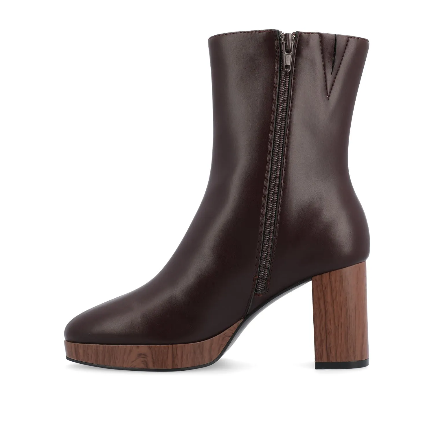 ROMER BLOCK HEEL BOOTIES IN FAUX LEATHER firm path