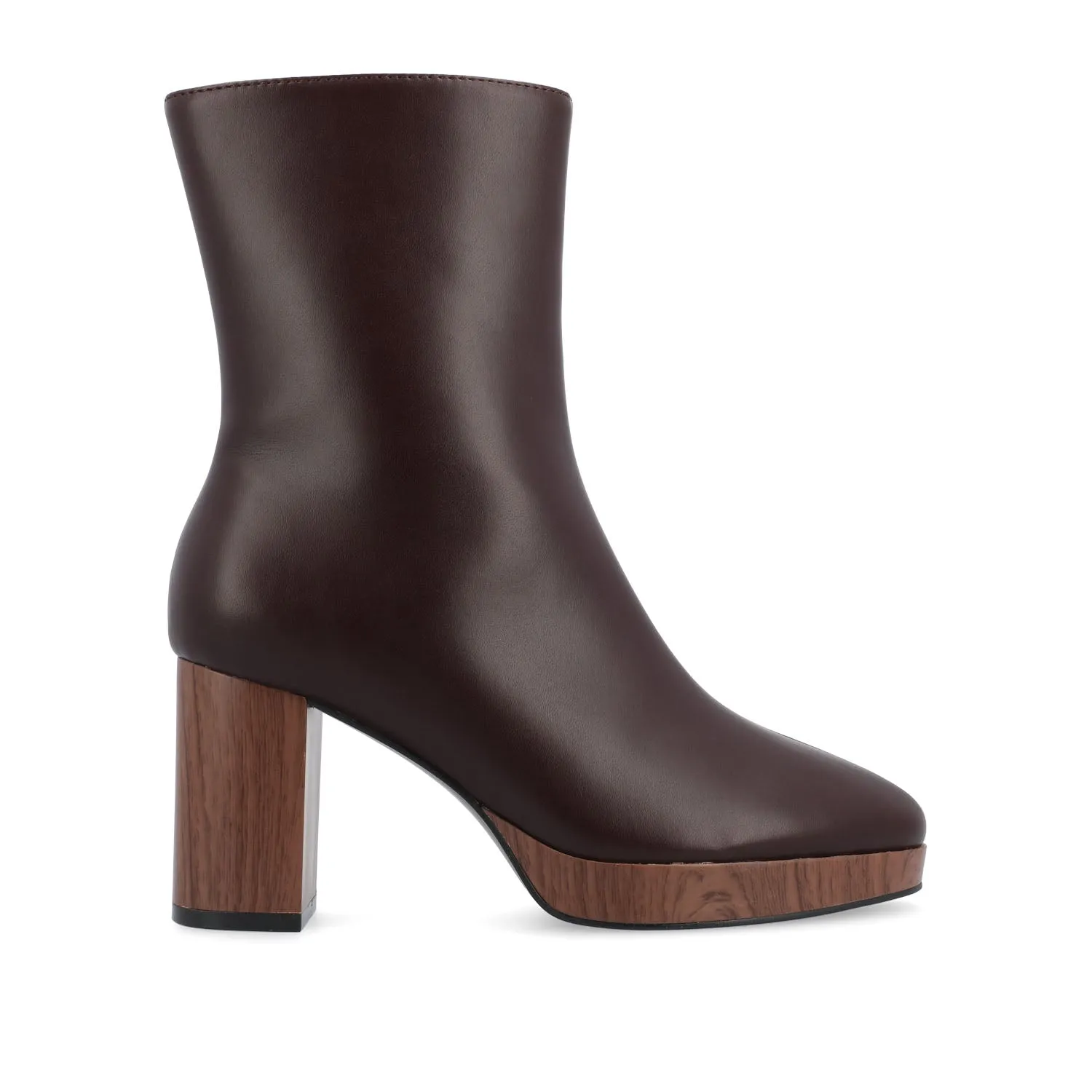 ROMER BLOCK HEEL BOOTIES IN FAUX LEATHER firm path