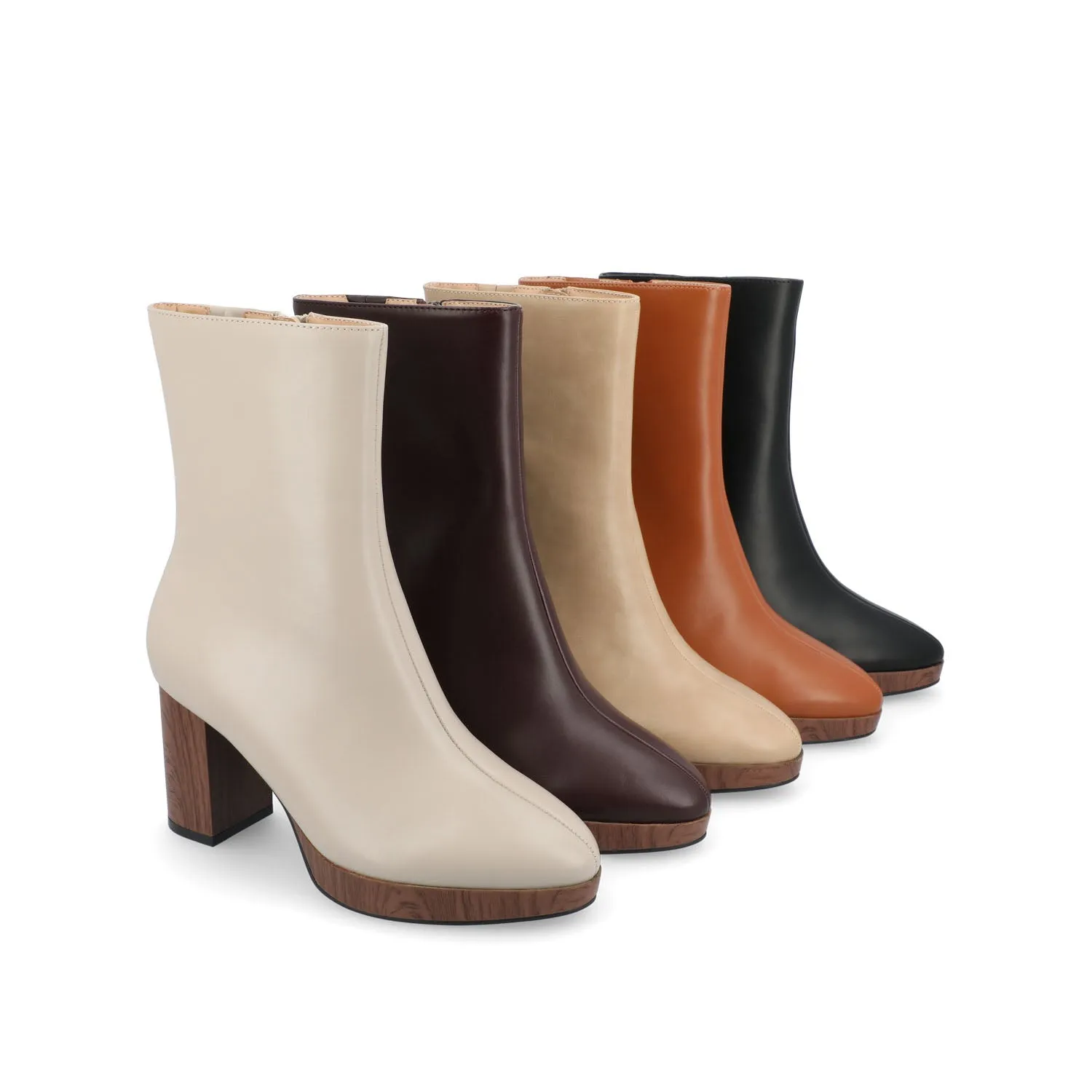 ROMER BLOCK HEEL BOOTIES IN FAUX LEATHER firm path