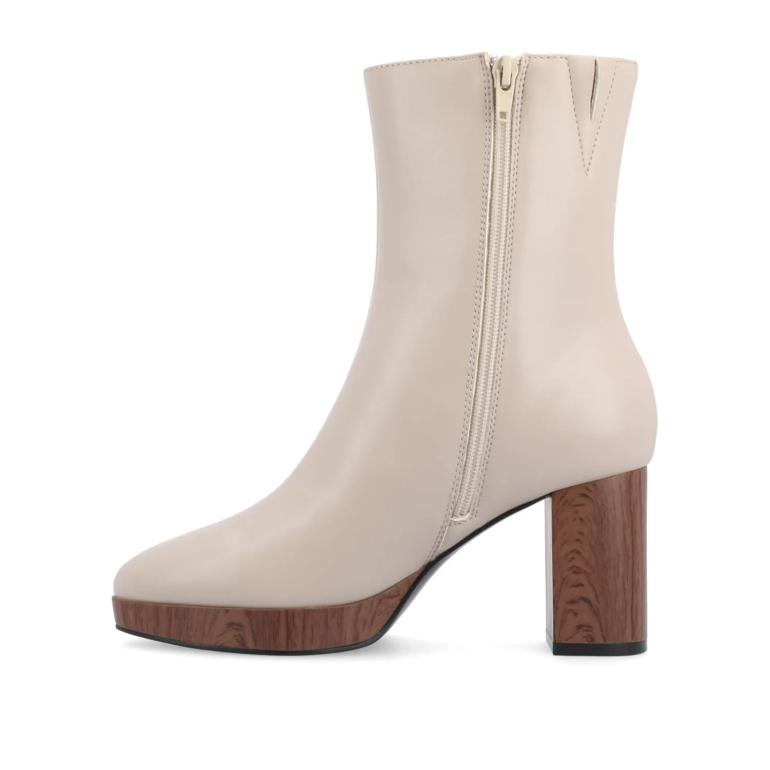 ROMER BLOCK HEEL BOOTIES IN FAUX LEATHER firm path